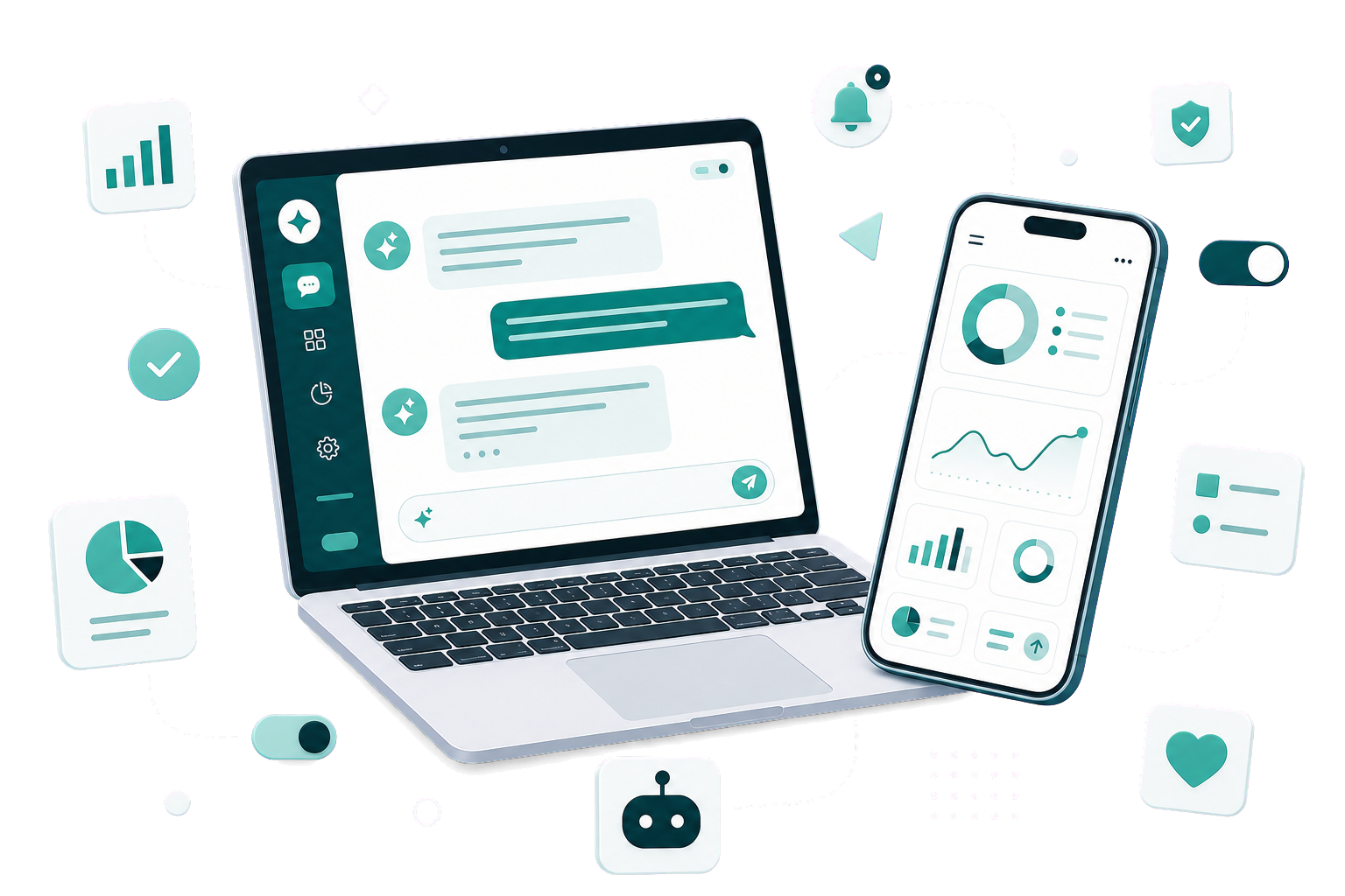 AI applications and web products illustration